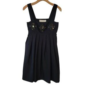 KARTA Shift Dress Womens Bejeweled  Black Gemstone Adorned Embellished Sz S